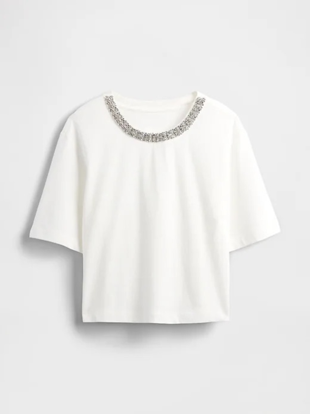NWT GAP Heavyweight Jewel-Neck Crop T-Shirt Size Medium